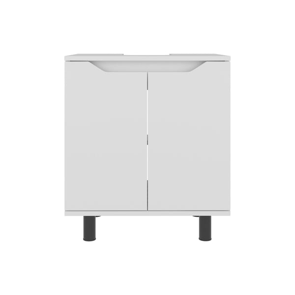English Elm White Bathroom Vanity Cabinet for Pedestal Sink – Slim Under-Sink Organizer with Multiple Shelves, Durable Finish, Space-Saving Storage Solution (27.56" L x 25.6" W) B062P380049