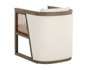 Sunpan Sala Lounge Chair - Contemporary Comfort with Grey Oak Frame and Stylish Leather Rope Detailing Linoso Ivory V1