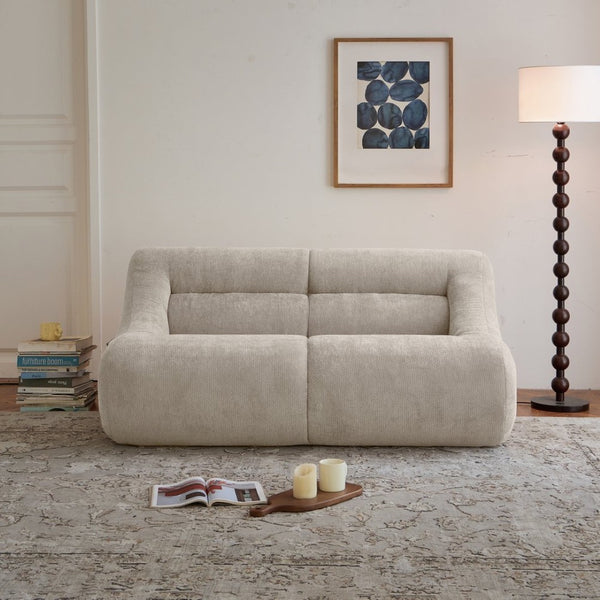 English Elm Shoes Chenille Memory Foam Loveseat Deep Seat Sofa for Apartments and Small Living Rooms Beige W668P381926