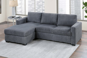 English Elm Modern Corduroy Upholstered L-shape Sectional Sofa with Plush Cushions for Living Room Dark Gray B011P430087
