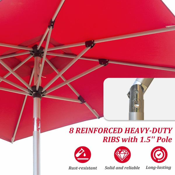 English Elm Rectangle Patio Umbrella With Crank Lift & Tilt Function - Stylish Brick Red Shade For Outdoor Comfort W1859P320940-GIGA