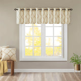 Madison Park Saratoga Modern/Contemporary Fretwork Print Grommet Top Window Valance MP41-3601 Beige/Gold