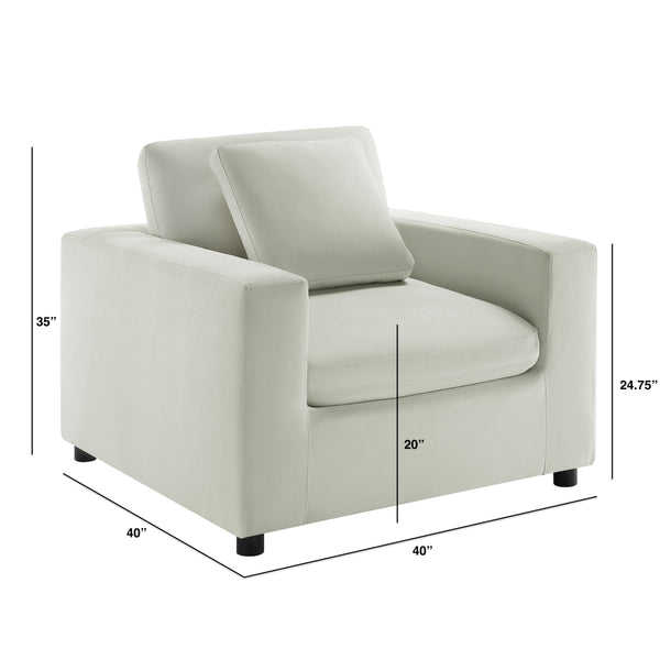 English Elm Caylie Modern Armchair with Plush Down-Fiber Cushions, Removable Covers, Solid Wood Legs Ivory B050P409002