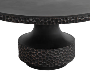Sunpan Mersin 59" Hand-Hammered Dining Table in Black Concrete with Brass Accents for Stylish Spaces
