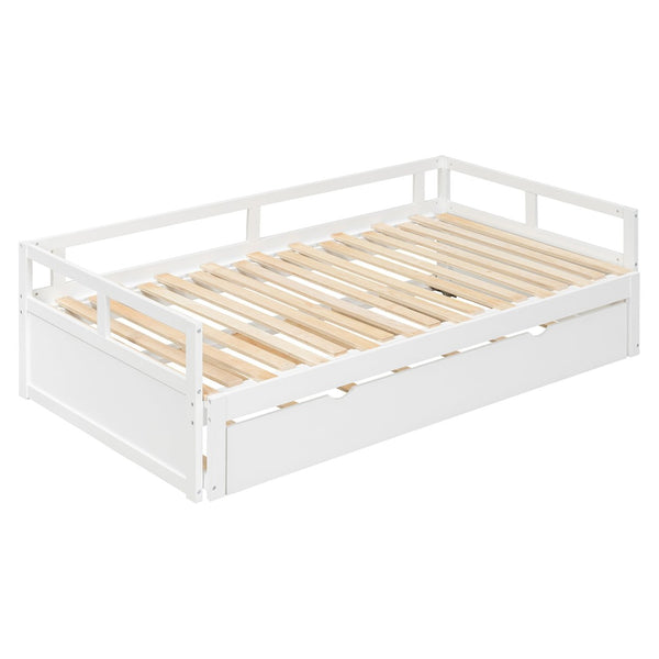 English Elm Extending Twin Daybed with Pull Out Trundle Solid Pine Wood Frame Guest Room N708P336535K