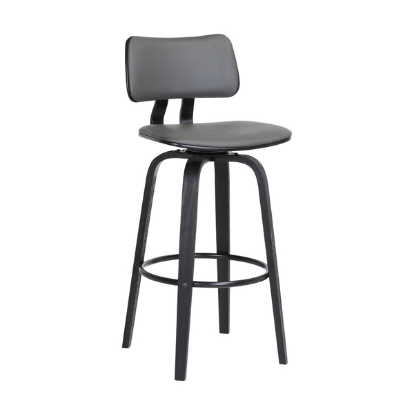English Elm Pico Swivel Bar Stool Gray Faux Leather Seat with Tapered Wood Base for Kitchen Island B2736P464836