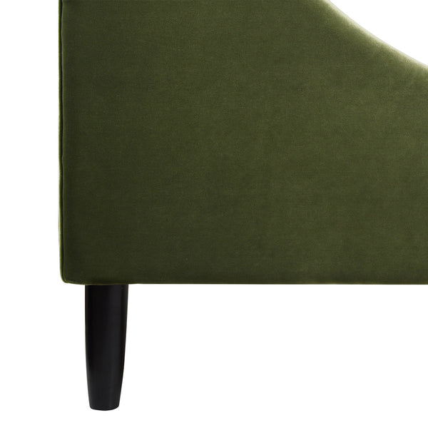 English Elm Jennifer Taylor Home - Aspen Modern Platform Bed Set In Olive Green Velvet - Vertical Tufted Headboard, Queen Size Comfort B2719P238512