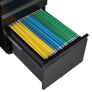 English Elm 3-drawer Rolling Steel File Cabinet Fully Assembled with Lock and Pen Tray for Office Black T3625P495548