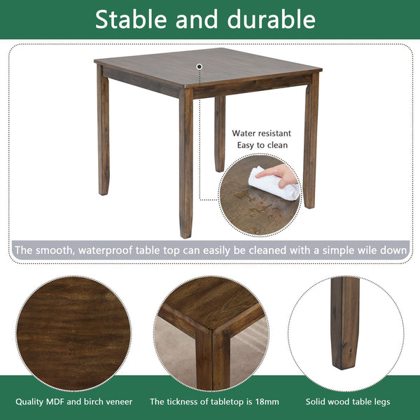 English Elm Elegant 5-Piece Walnut Dining Table Set With 4 Upholstered Chairs For Stylish Family Meals & Gatherings W1998S00077