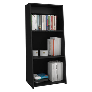 English Elm Note 47" Ladder Bookcase Tall Three-Tier Space-Saving Modern Shelf Unit for Small Spaces and Offices Black 17.5 L x 42 W x 9 H B200P253719
