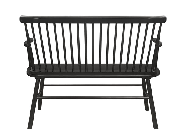 English Elm 1pc Vintage Farmhouse Spindle Back Bench 48" Rustic Wooden Entryway Seat for Cozy Homes and Halls Black 52 L x 23 W x 15 H B011P284204
