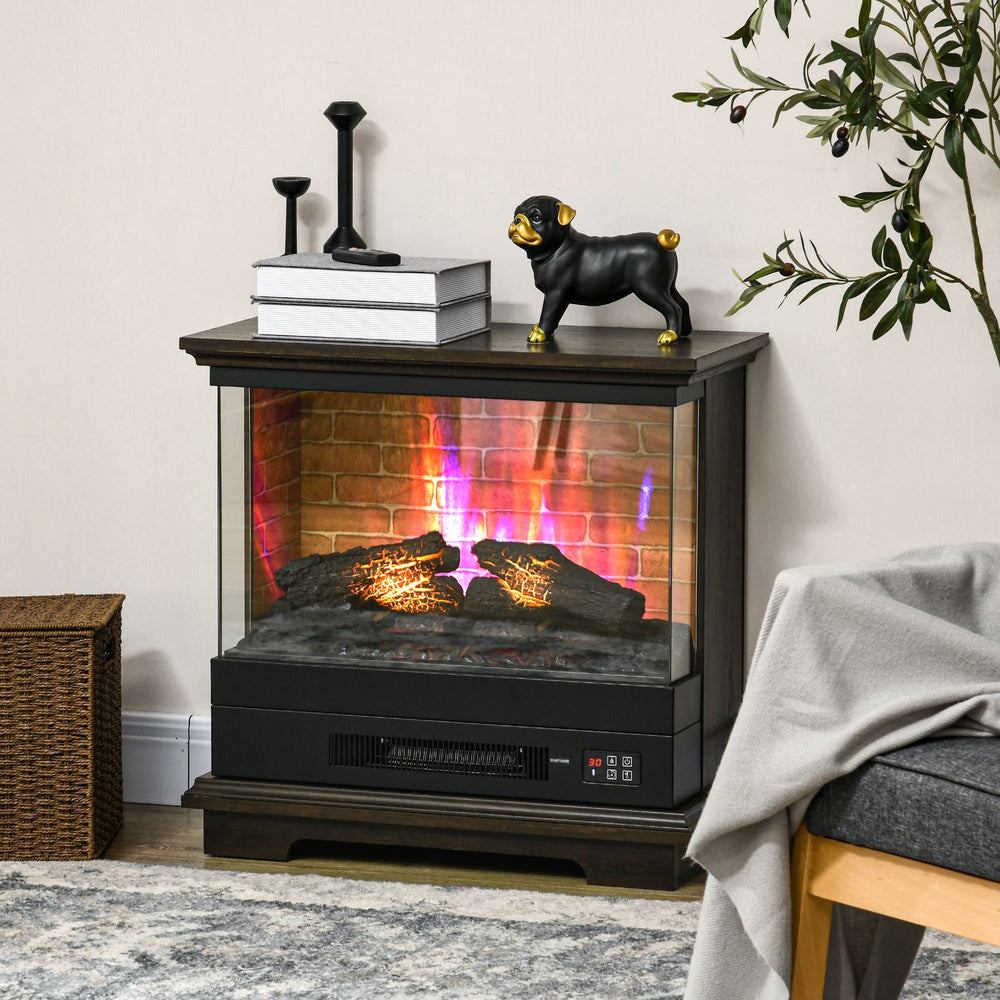 English Elm HOMCOM 26" Electric Fireplace Stove with Remote, 7 Flame Brightness, 12H Timer, 1400W Heater W2225P173996