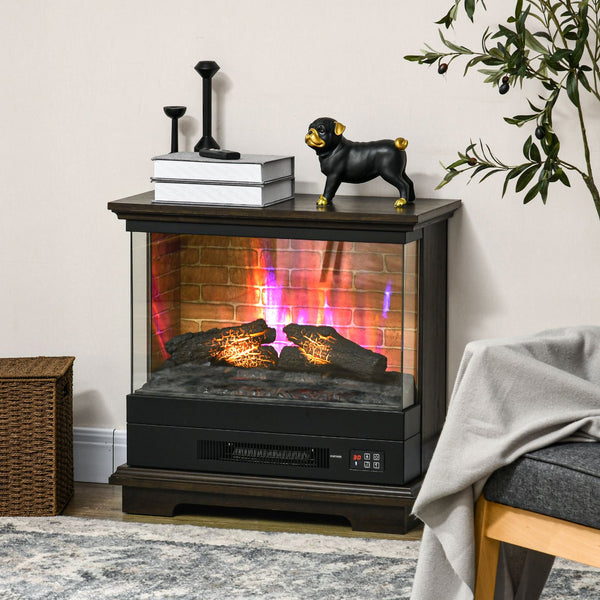English Elm HOMCOM 26" Electric Fireplace Stove with Remote, 7 Flame Brightness, 12H Timer, 1400W Heater W2225P173996