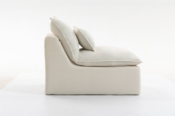 English Elm 74.8" Oversized Modular Cloud Sofa Deep Seat Cotton Linen Upholstered Living Room Couch Ancient White W2530P458026