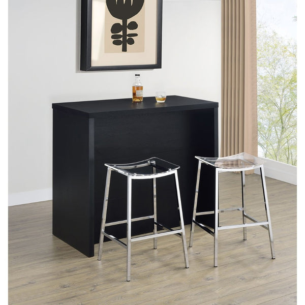 English Elm Irving Matte Black Freestanding Bar Cabinet with Wine Grid and Stemware Storage B062P451808