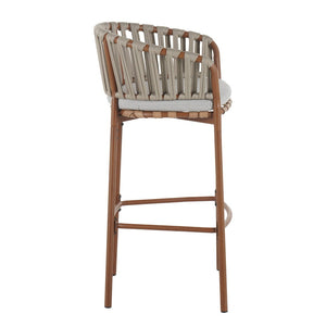 English Elm Lodi Outdoor Woven Pe Rope Barstools with Iron Frame Resort Style Set of 4 N775P268025T-S4