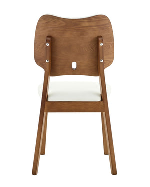 English Elm 2 Solid Walnut Toned Wood Dining Chairs Gray Fabric Seat Hollowed Backrest Modern Walnut,White W1151P455536
