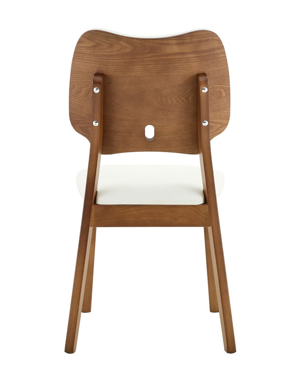 English Elm 2 Solid Walnut Toned Wood Dining Chairs Gray Fabric Seat Hollowed Backrest Modern Walnut,White W1151P455536