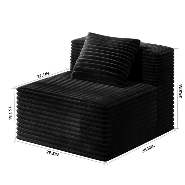 English Elm Modular Corduroy Sectional Sofa L-Shape Cloud Couch with Deep Seats, Memory Foam Comfort, Easy Assembly W3434P329685