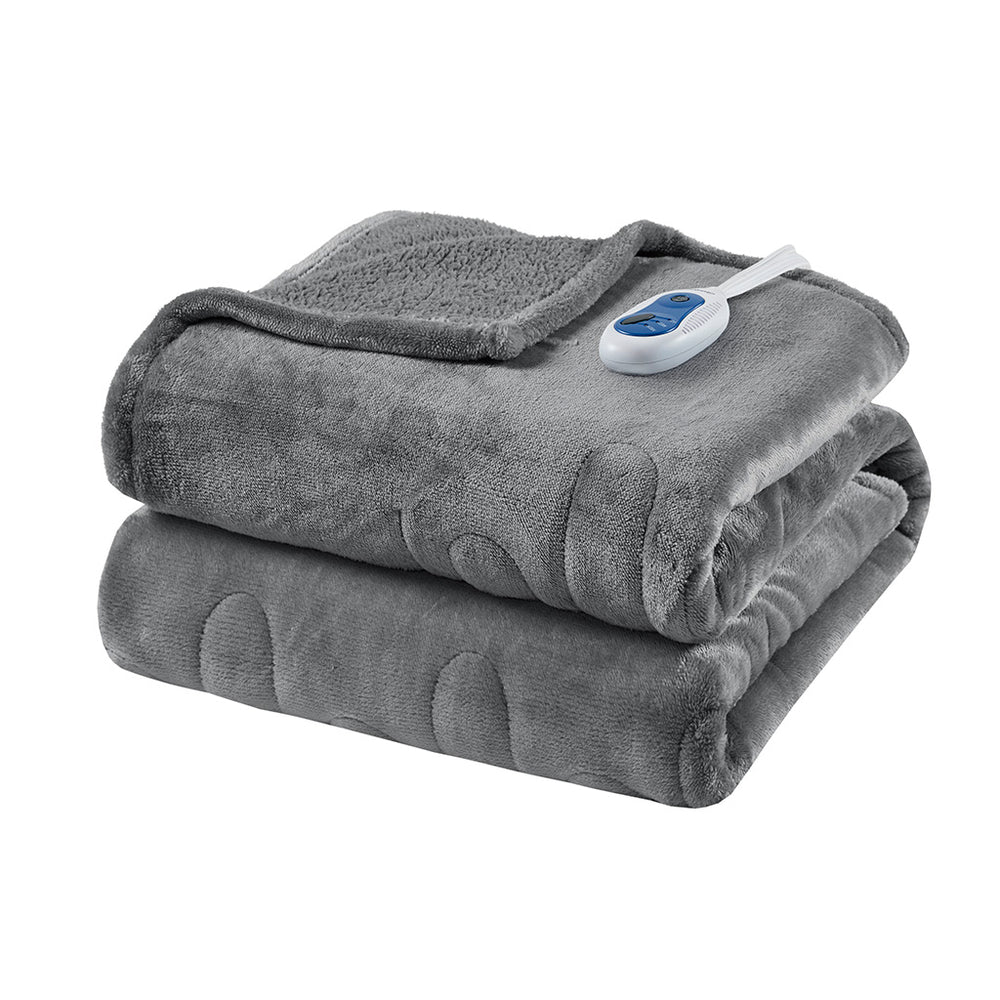 JLA Home Beautyrest - Throw Beautyrest Oversized Heated Microlight to Berber Reversible Throw with Secure Comfort Tech, Low EMF, 5-Year Warranty BR54-0415