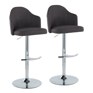 English Elm Ahoy Adjustable Barstools Set Of 2 In Charcoal Fabric & Chrome - Modern Comfort With Swivel Design B202S00733