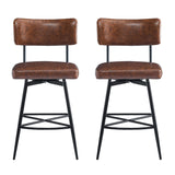 Christopher Knight Home® - Noble House - - 26''Retro Swivel Counter Stools Set Of 2,Brown Counter Stools With Iron Frame,Pu Sponge Cushion,Footrest,Suitable For Kitchen/Bedroom/Dining Room.