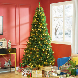 English Elm Homcom 7.5' Douglas Fir Prelit Christmas Tree With 500 Leds, Realistic Branches, Easy Setup & Storage W2225P249691