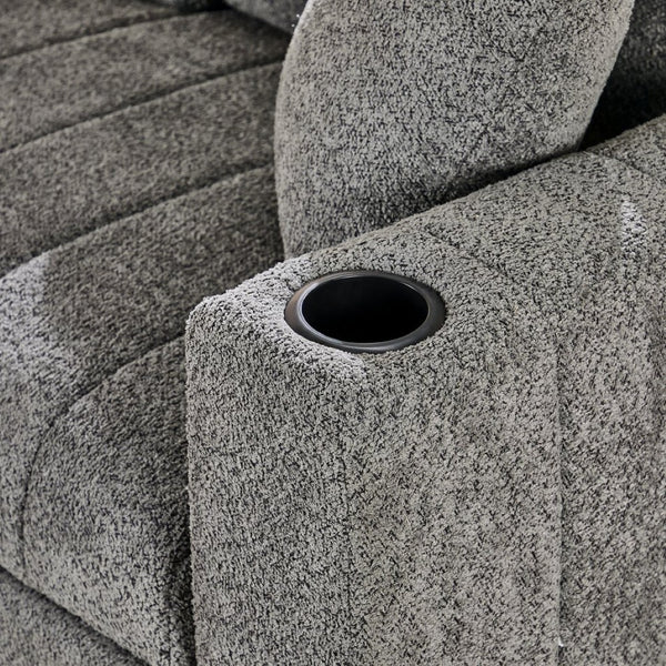 English Elm Noemi Boucle Sleeper Sectional with Storage Chaise Usb Ports and Channel Tufting B2749S00363