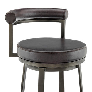 English Elm Reuben Swivel Counterstool with Faux Leather Seat and Industrial Black Metal Frame Brown B2736P464848