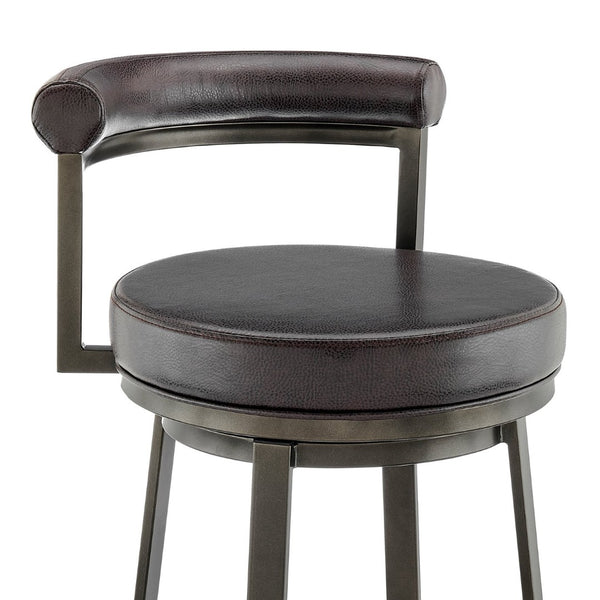 English Elm Reuben Swivel Counterstool with Faux Leather Seat and Industrial Black Metal Frame Brown B2736P464848