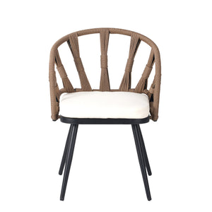 English Elm U_Style Modern Outdoor Dining Set with PE Rattan Chairs & Durable Plastic Wood Table, Sturdy Brown WY000438AAE