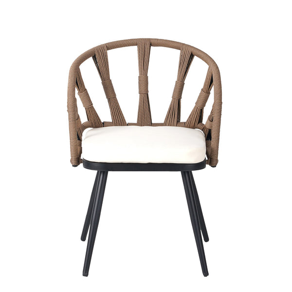 English Elm U_Style Modern Outdoor Dining Set with PE Rattan Chairs & Durable Plastic Wood Table, Sturdy Brown WY000438AAE