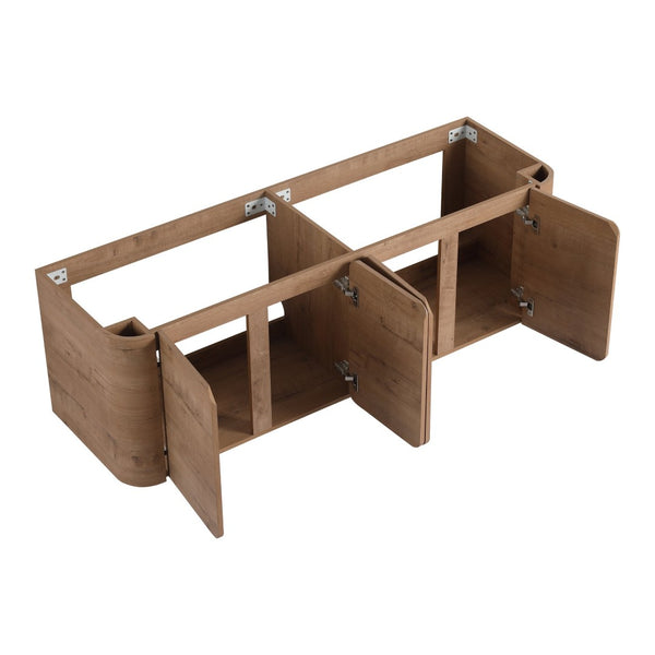 English Elm 60" Freestanding Double Sink Bathroom Vanity with Soft-close Doors and Three Drawers W999S00508