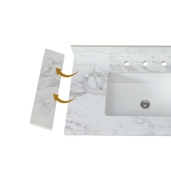 English Elm 22" 22" x 4" Bathroom Sink Side Splash Bianco Carrara Wenato Sintered Stone Durable Stain-Resistant Finish W509P211131