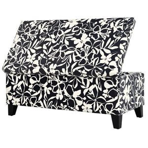 English Elm Christopher Knight Home® - Luxury Storage Ottoman with Floral Patterned Fabric, Soft-Close Hinges, Hidden Compartment for Blankets and Seating Comfort Black Floral,White N767P257582W