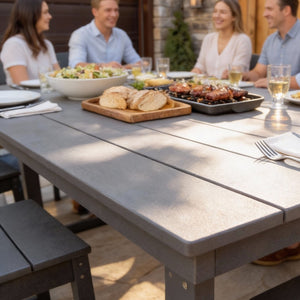 English Elm 7-piece Hdpe Outdoor Dining Set Seats Six with Umbrella Hole All-weather Patio W3566S00009