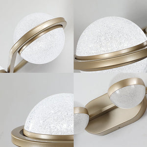 English Elm 43" Champagne Gold LED Bathroom Vanity Light with 6 Crystal Sand Acrylic Globes, Mid-Century Modern Glam W2312P374869