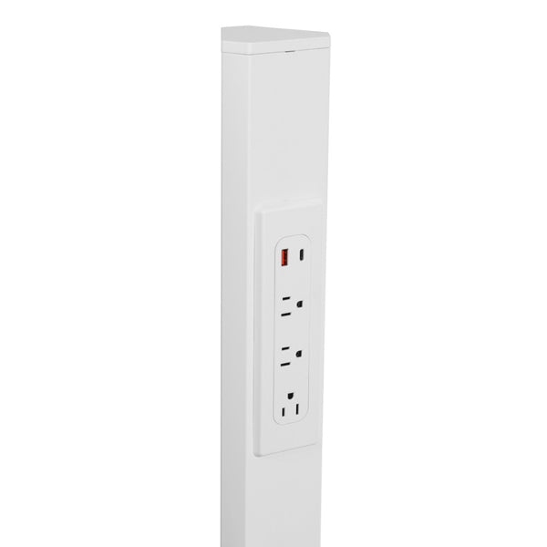 OSP Home Furnishings Power Anywhere Station Slim Metal Tower with 3 Ac Outlets and Usb Ports for Any Room White PAS311-36WH