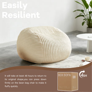 English Elm High-end beige memory foam bean bag chair with ergonomic spine support, plush faux suede comfort and anti-slip base W3737P373849
