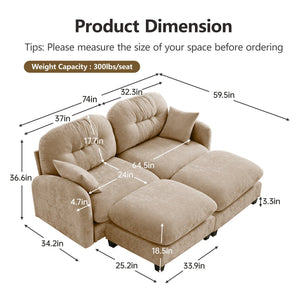 English Elm Cloud Sectional Sofa – Premium Chenille Fabric, Tufted Backrest & Flexible Layouts For Modern Homes W714S01376