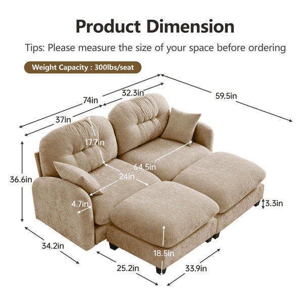 English Elm Cloud Sectional Sofa – Premium Chenille Fabric, Tufted Backrest & Flexible Layouts For Modern Homes W714S01376