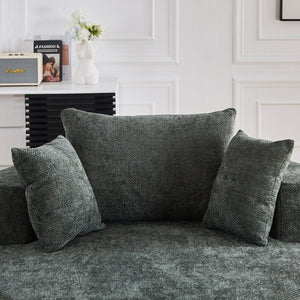 English Elm 55''L Chenille Foam Single Swivel Chair with Plush Backrest Pillow, 360° Smooth Recline for Living Room Lounge Comfort Green W834S00354