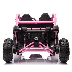 English Elm 24v Two Seater Kids Utv with Parental Remote Dual Motors Four Wheel Suspension Led Pink W1578P198434