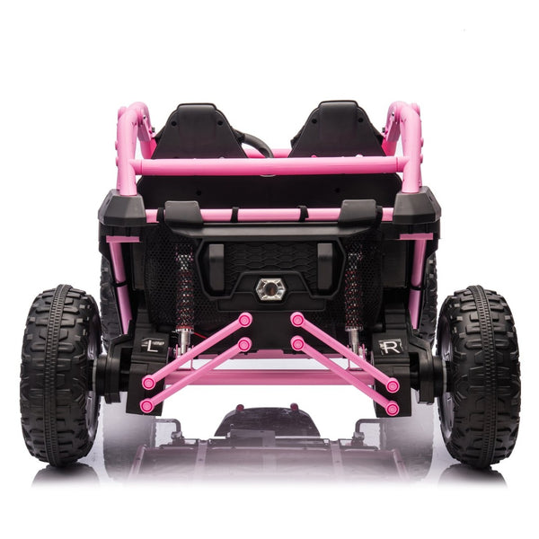 English Elm 24v Two Seater Kids Utv with Parental Remote Dual Motors Four Wheel Suspension Led Pink W1578P198434