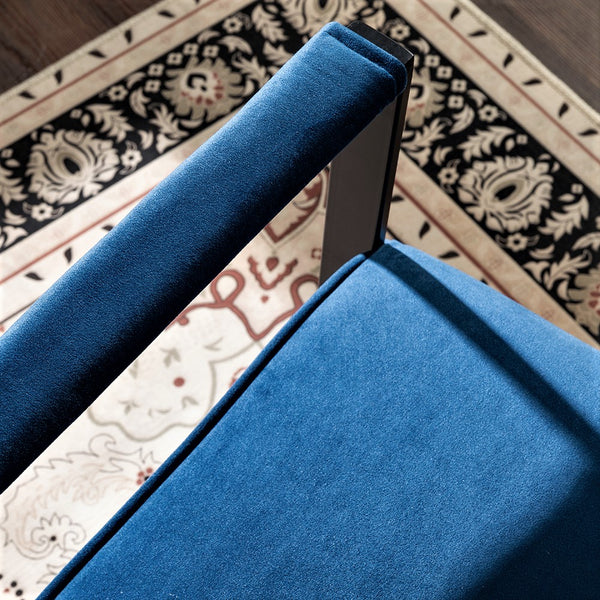 English Elm Classic Mid Century Modern Accent Chair – Plush Velvet Upholstered Armchair In Blue For Any Space B2735P256736