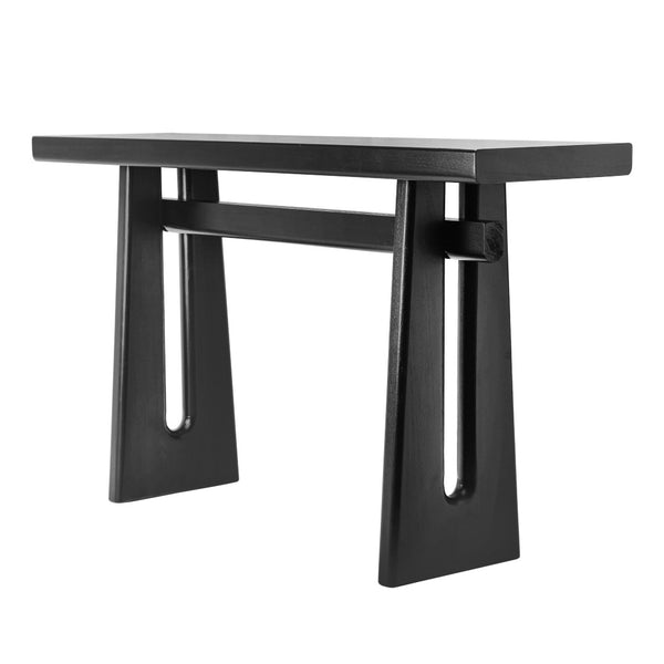 English Elm Mirod Wood Veneer Geometric Console Table Sculptural Sled Base for Entryway Hallway N760P321811B