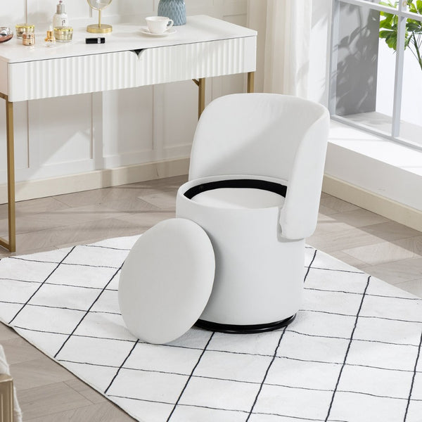 English Elm Stylish Barrel Swivel Accent Chair Upholstered Seat with Storage for Vanity or Dining W3248P424642