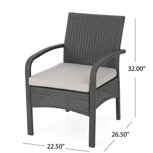 English Elm Christopher Knight Home® - CORDOBA PE Rattan Wicker Chair with Iron Frame and Waterproof Cushion for Durable Outdoor Seating Grey 57459.00GRY
