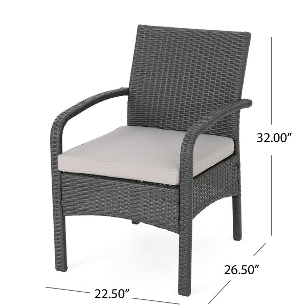 English Elm Christopher Knight Home® - CORDOBA PE Rattan Wicker Chair with Iron Frame and Waterproof Cushion for Durable Outdoor Seating Grey 57459.00GRY