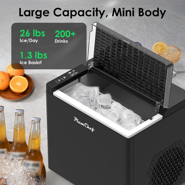 English Elm Bullet Ice Maker Countertop Portable Machine 26 Lbs Daily Fast Quiet Compact W1002P484591